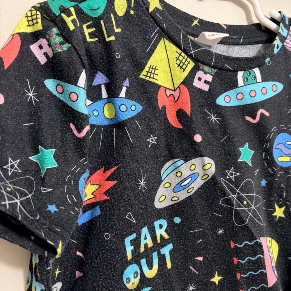 SHEIN Black Space-Themed Kids T-Shirt Size 7Y - Picture 2 of 5